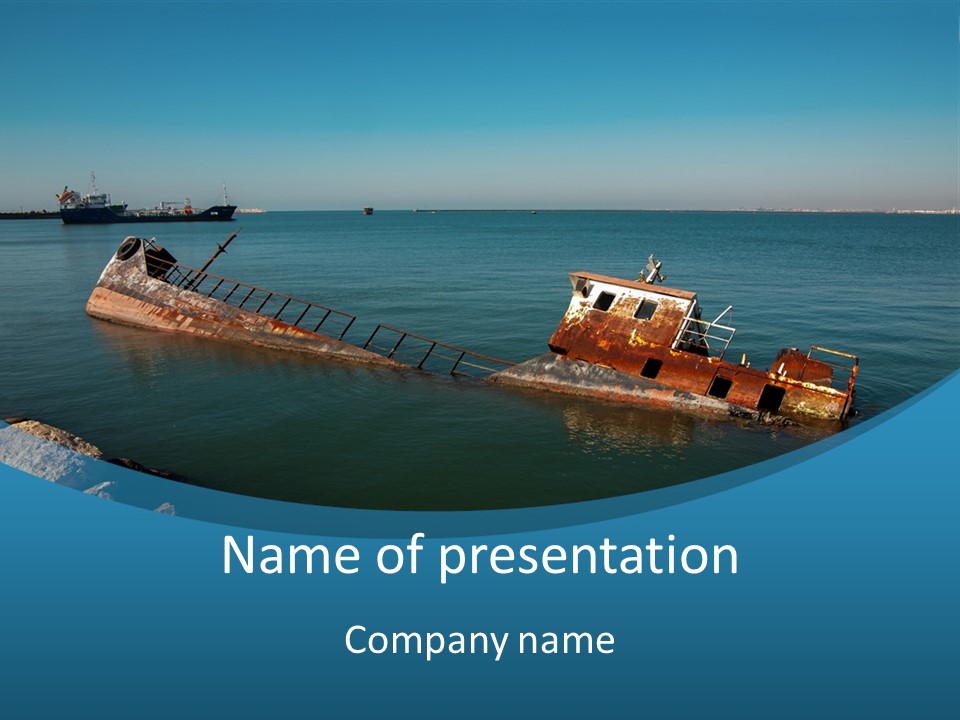 A Rusty Boat In The Middle Of A Body Of Water PowerPoint Template