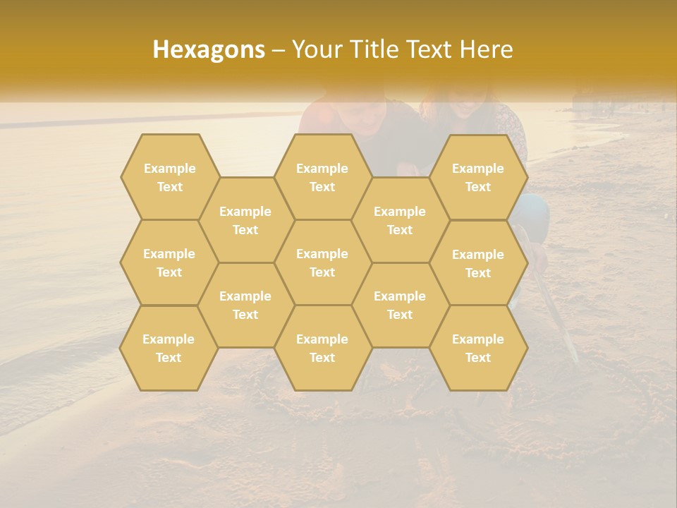 A Man And Woman Kneeling Down On The Beach PowerPoint Template