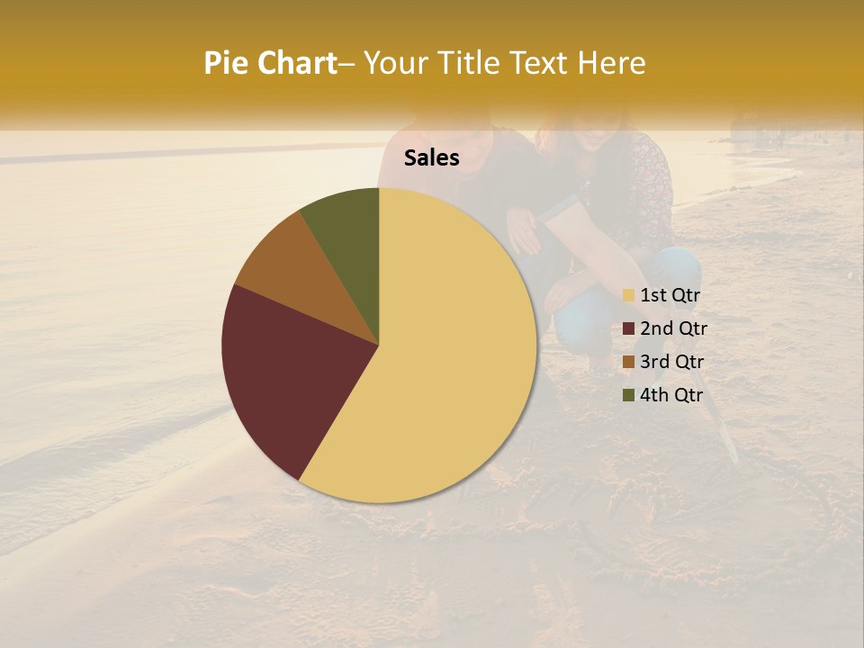 A Man And Woman Kneeling Down On The Beach PowerPoint Template