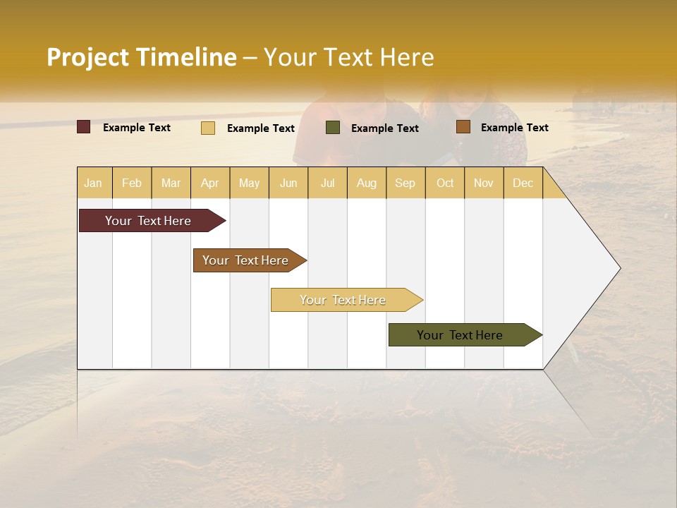 A Man And Woman Kneeling Down On The Beach PowerPoint Template