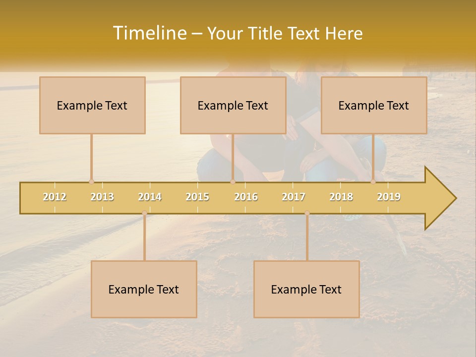A Man And Woman Kneeling Down On The Beach PowerPoint Template