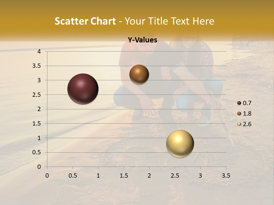 A Man And Woman Kneeling Down On The Beach PowerPoint Template