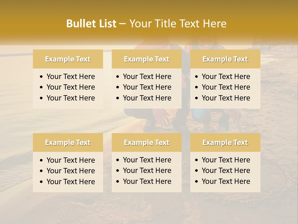 A Man And Woman Kneeling Down On The Beach PowerPoint Template