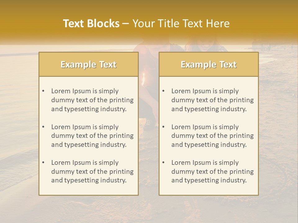 A Man And Woman Kneeling Down On The Beach PowerPoint Template