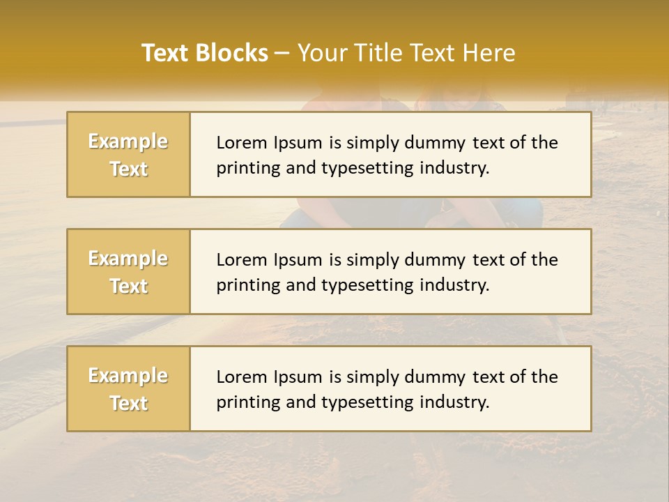 A Man And Woman Kneeling Down On The Beach PowerPoint Template