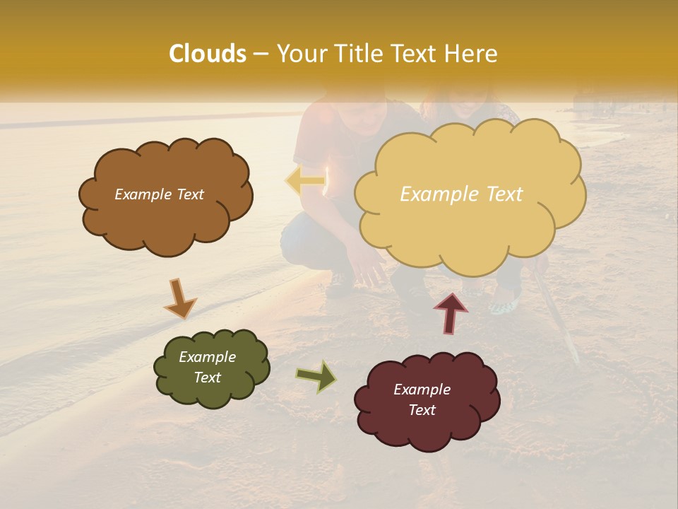 A Man And Woman Kneeling Down On The Beach PowerPoint Template