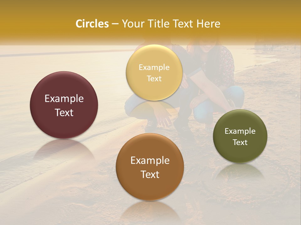 A Man And Woman Kneeling Down On The Beach PowerPoint Template