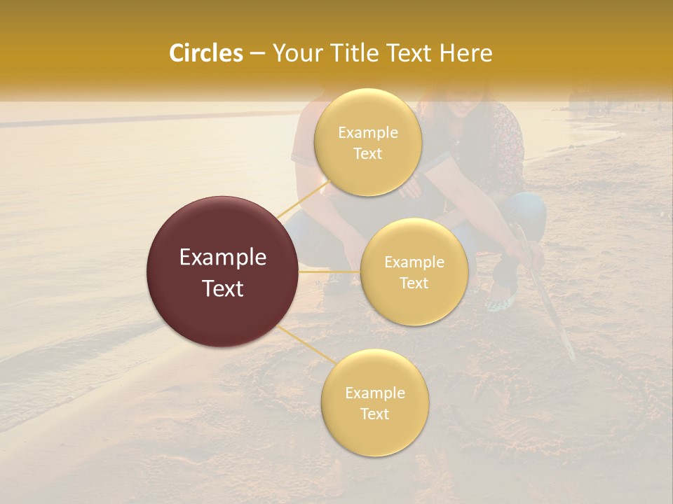 A Man And Woman Kneeling Down On The Beach PowerPoint Template