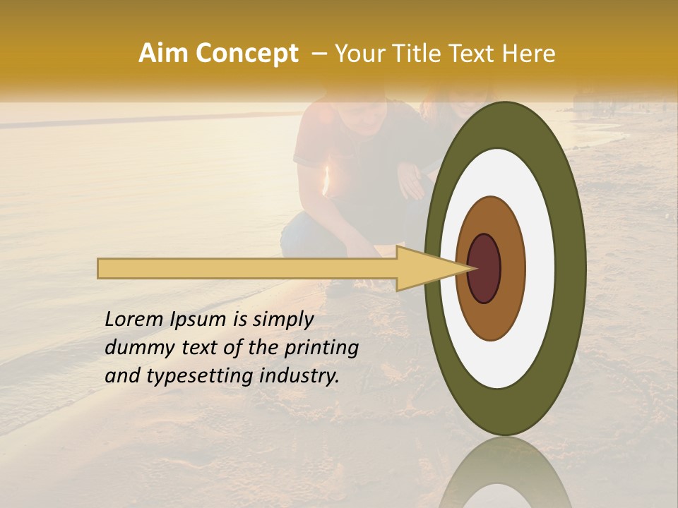 A Man And Woman Kneeling Down On The Beach PowerPoint Template