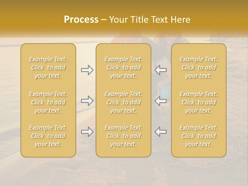 A Man And Woman Kneeling Down On The Beach PowerPoint Template