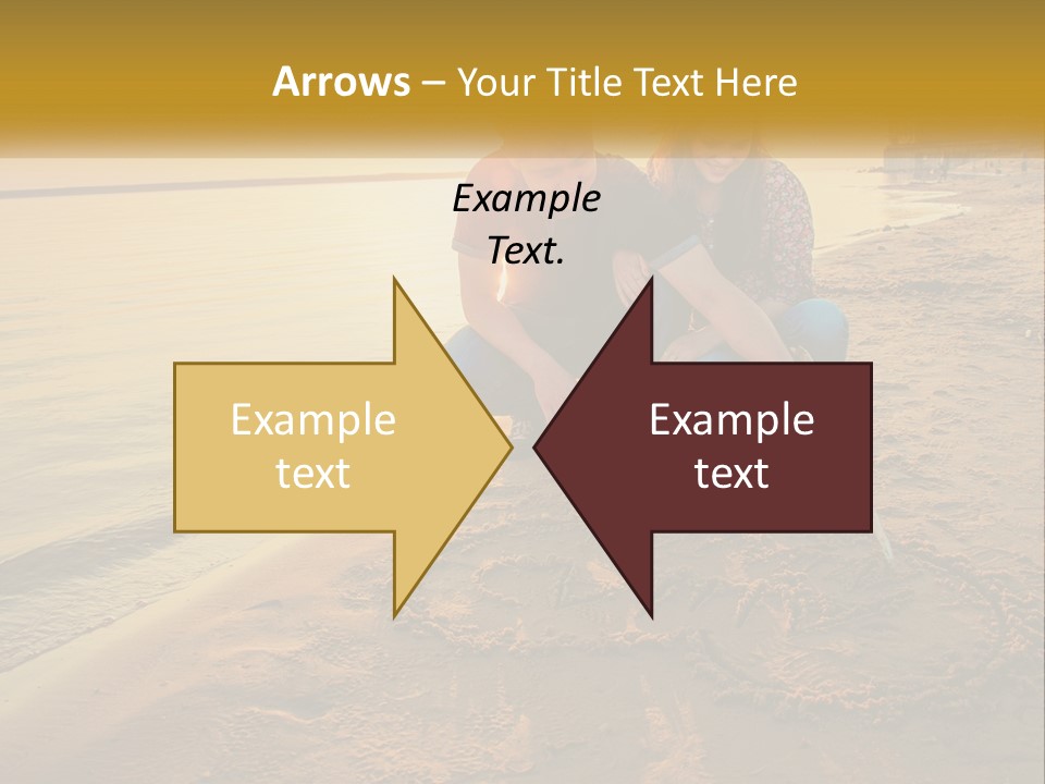 A Man And Woman Kneeling Down On The Beach PowerPoint Template