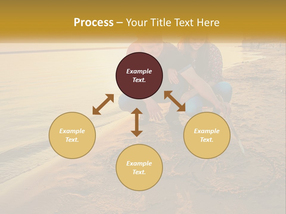 A Man And Woman Kneeling Down On The Beach PowerPoint Template