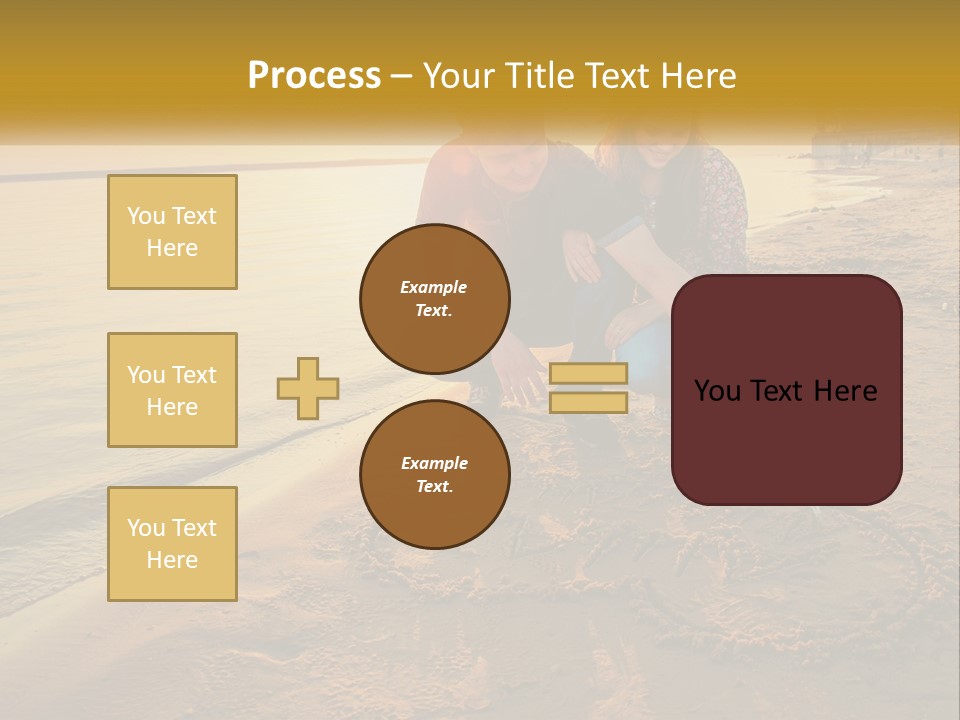 A Man And Woman Kneeling Down On The Beach PowerPoint Template