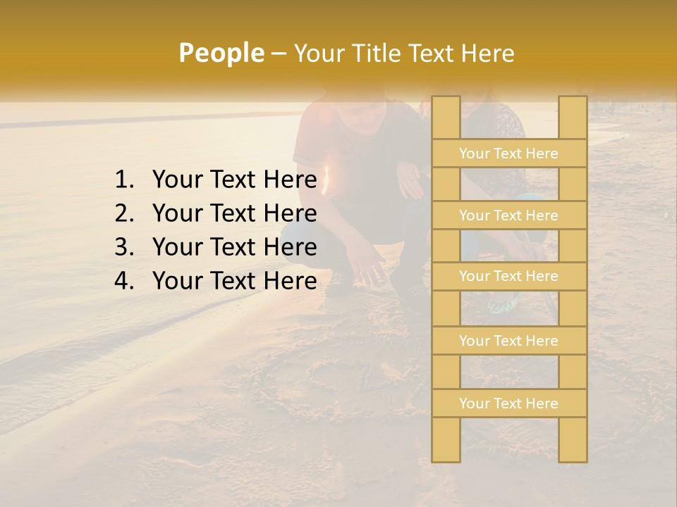 A Man And Woman Kneeling Down On The Beach PowerPoint Template