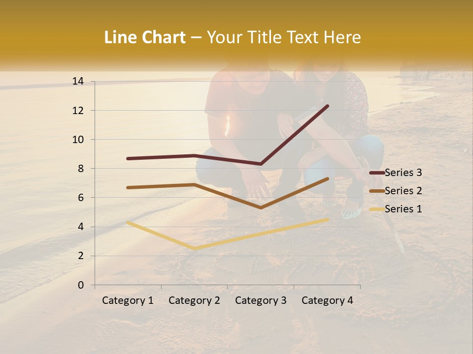 A Man And Woman Kneeling Down On The Beach PowerPoint Template