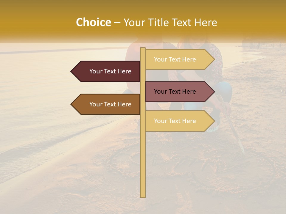 A Man And Woman Kneeling Down On The Beach PowerPoint Template