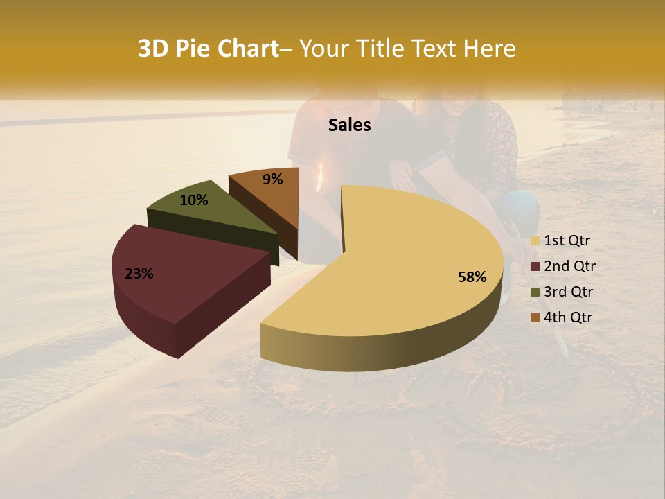 A Man And Woman Kneeling Down On The Beach PowerPoint Template