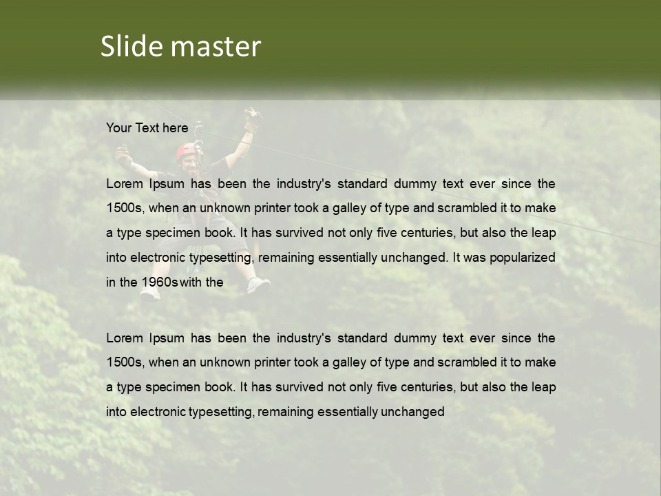 A Man Is Zipping Through The Air On A Rope PowerPoint Template