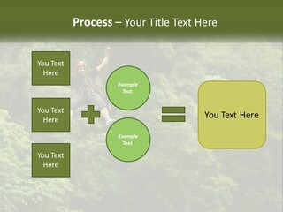 A Man Is Zipping Through The Air On A Rope PowerPoint Template