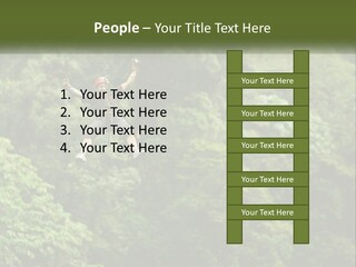A Man Is Zipping Through The Air On A Rope PowerPoint Template