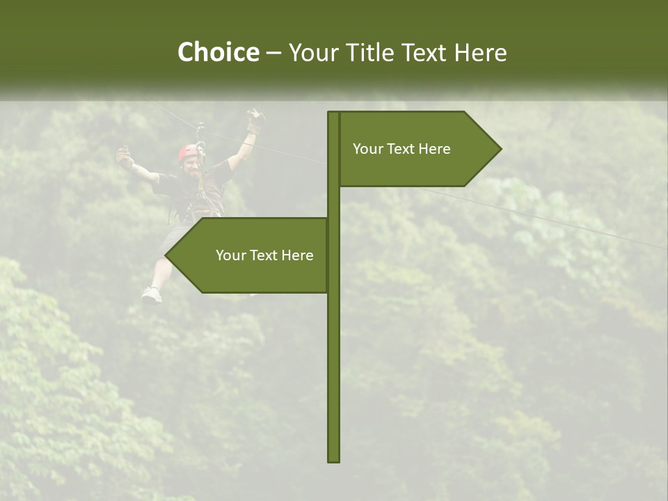 A Man Is Zipping Through The Air On A Rope PowerPoint Template