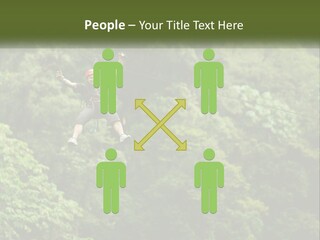 A Man Is Zipping Through The Air On A Rope PowerPoint Template