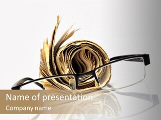 A Pair Of Glasses Sitting On Top Of A Book PowerPoint Template