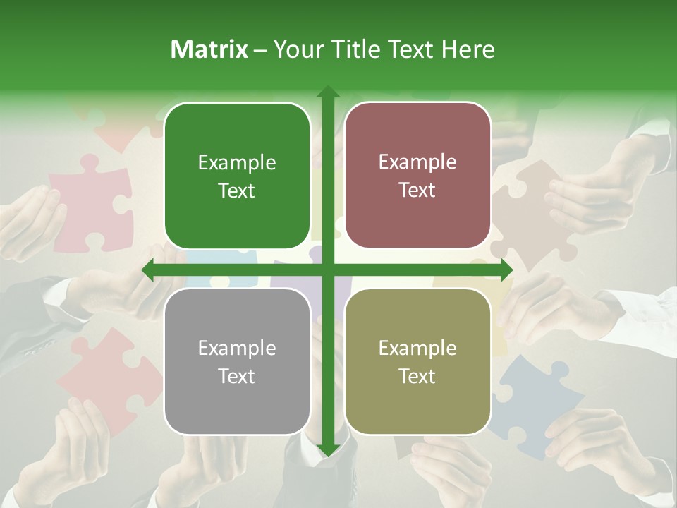 A Group Of People Holding Puzzle Pieces Together PowerPoint Template