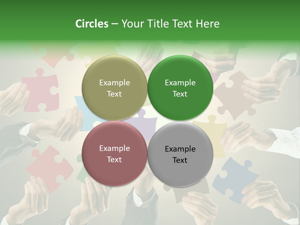 A Group Of People Holding Puzzle Pieces Together PowerPoint Template