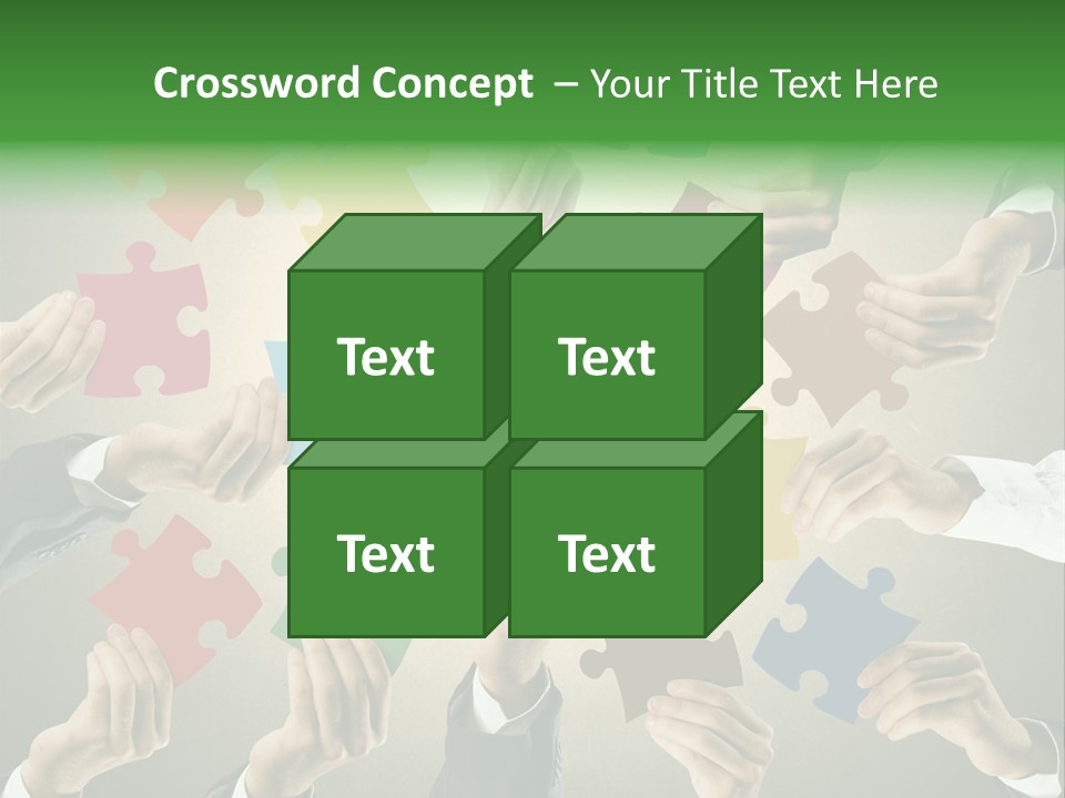 A Group Of People Holding Puzzle Pieces Together PowerPoint Template