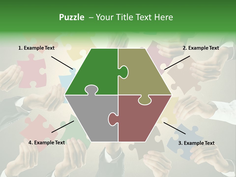 A Group Of People Holding Puzzle Pieces Together PowerPoint Template