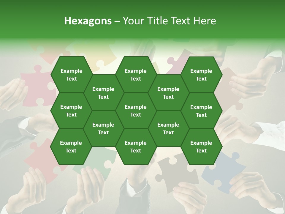 A Group Of People Holding Puzzle Pieces Together PowerPoint Template