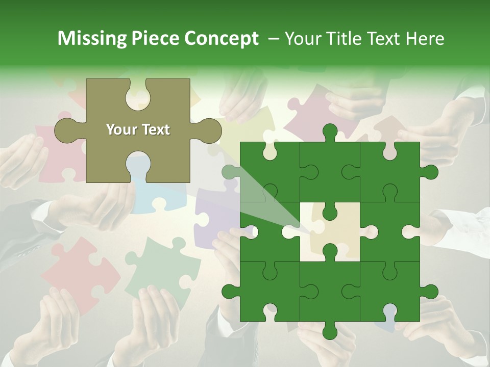 A Group Of People Holding Puzzle Pieces Together PowerPoint Template