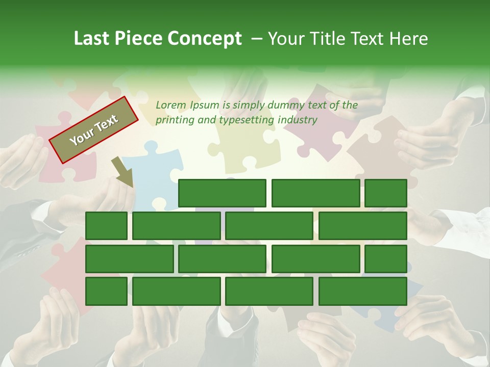 A Group Of People Holding Puzzle Pieces Together PowerPoint Template