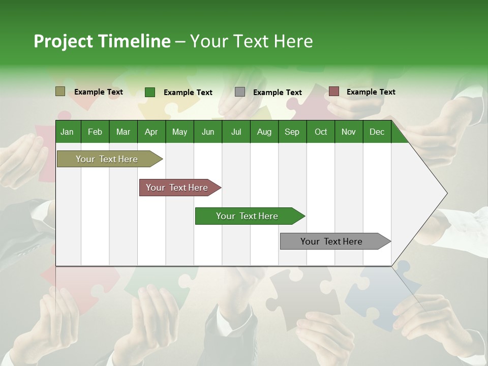 A Group Of People Holding Puzzle Pieces Together PowerPoint Template