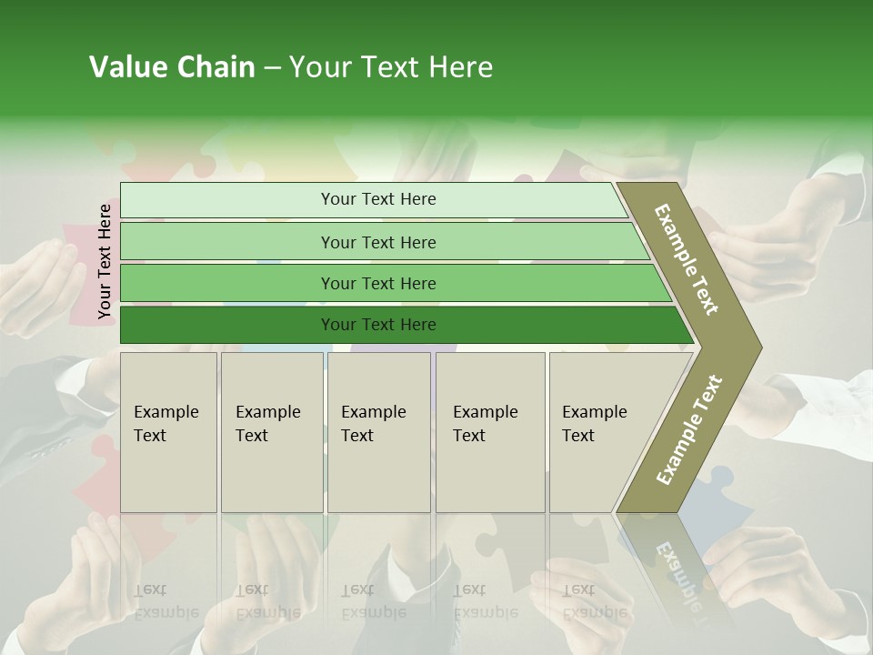 A Group Of People Holding Puzzle Pieces Together PowerPoint Template