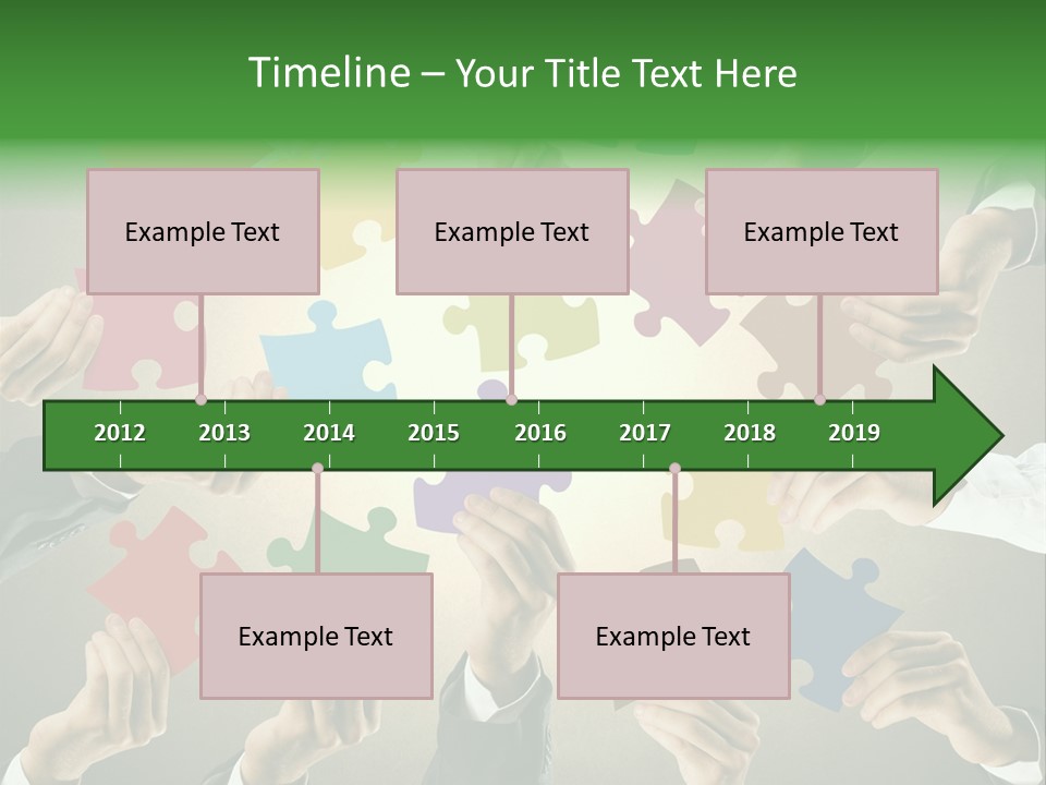 A Group Of People Holding Puzzle Pieces Together PowerPoint Template