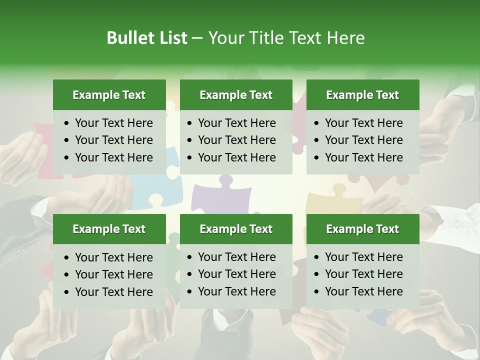 A Group Of People Holding Puzzle Pieces Together PowerPoint Template