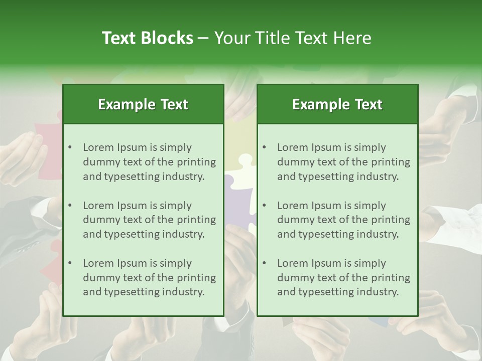A Group Of People Holding Puzzle Pieces Together PowerPoint Template