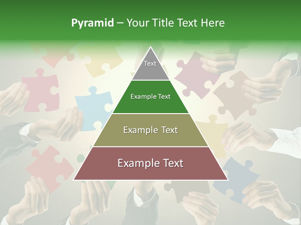 A Group Of People Holding Puzzle Pieces Together PowerPoint Template