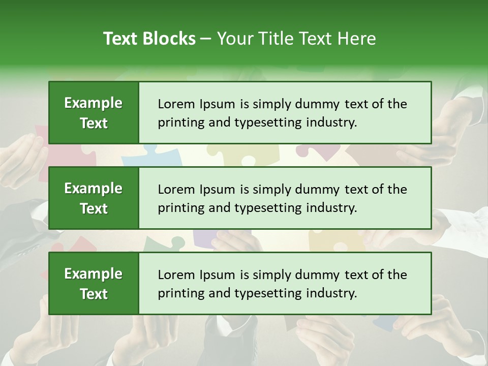 A Group Of People Holding Puzzle Pieces Together PowerPoint Template