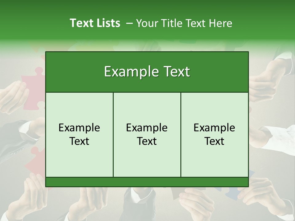 A Group Of People Holding Puzzle Pieces Together PowerPoint Template