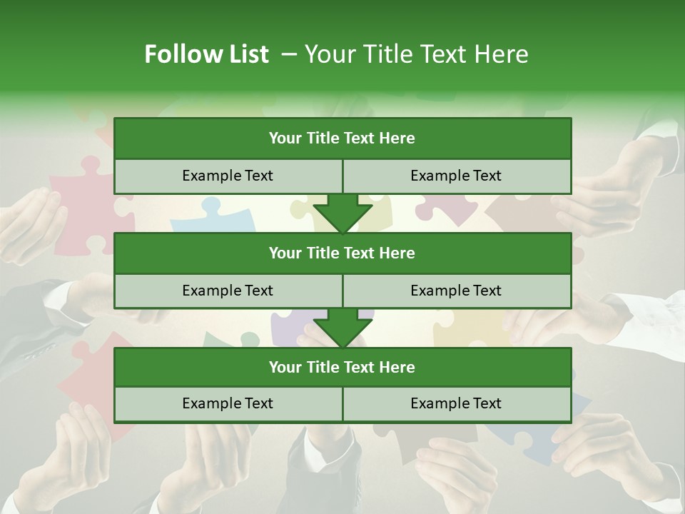 A Group Of People Holding Puzzle Pieces Together PowerPoint Template
