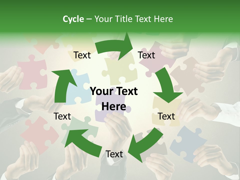 A Group Of People Holding Puzzle Pieces Together PowerPoint Template