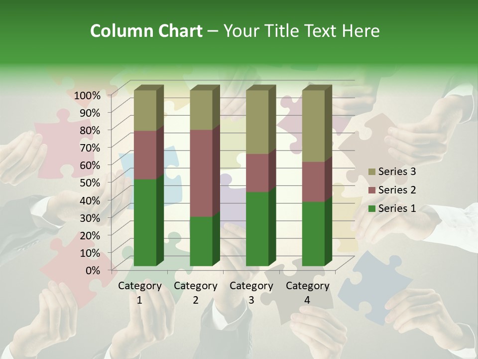 A Group Of People Holding Puzzle Pieces Together PowerPoint Template