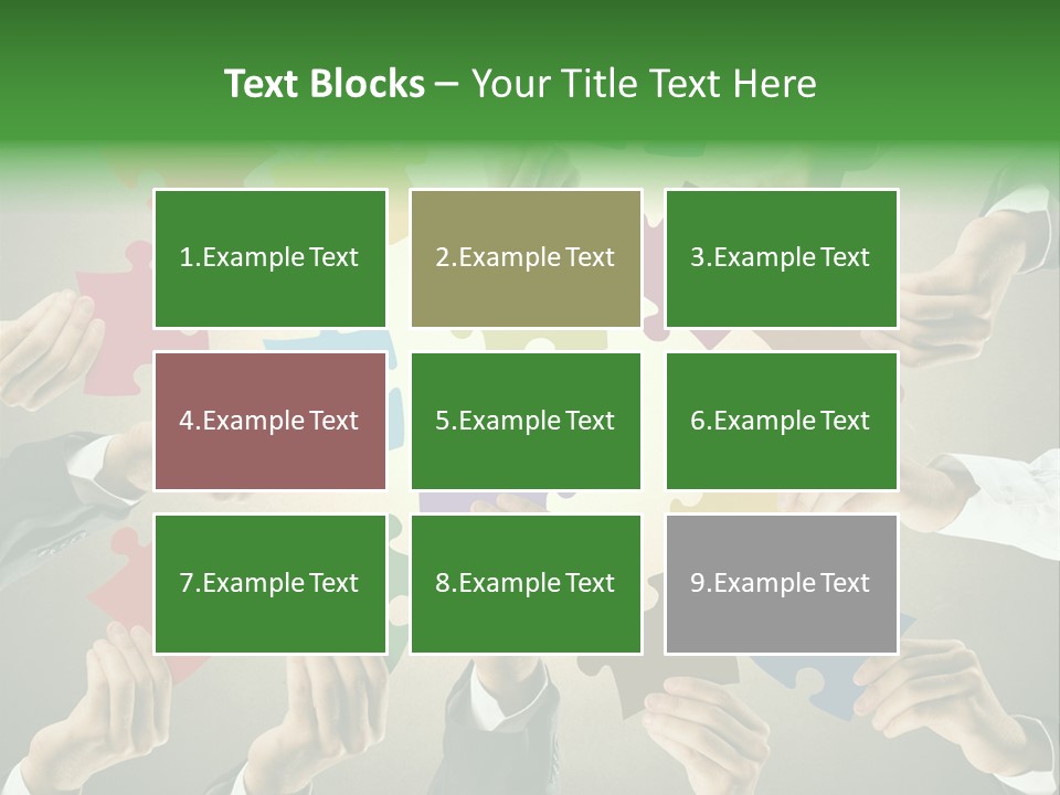 A Group Of People Holding Puzzle Pieces Together PowerPoint Template