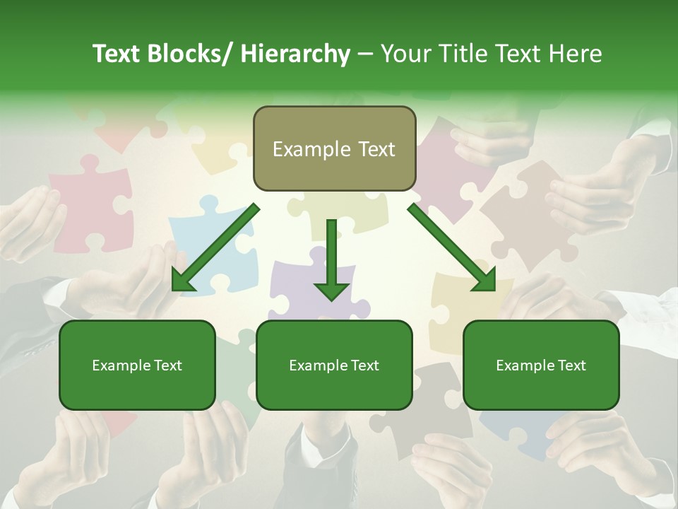 A Group Of People Holding Puzzle Pieces Together PowerPoint Template