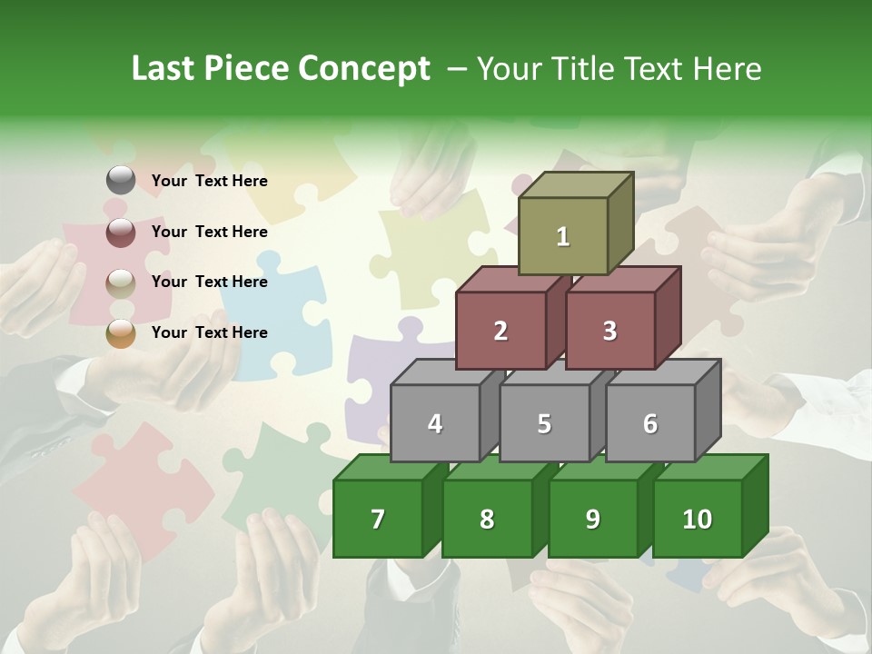 A Group Of People Holding Puzzle Pieces Together PowerPoint Template