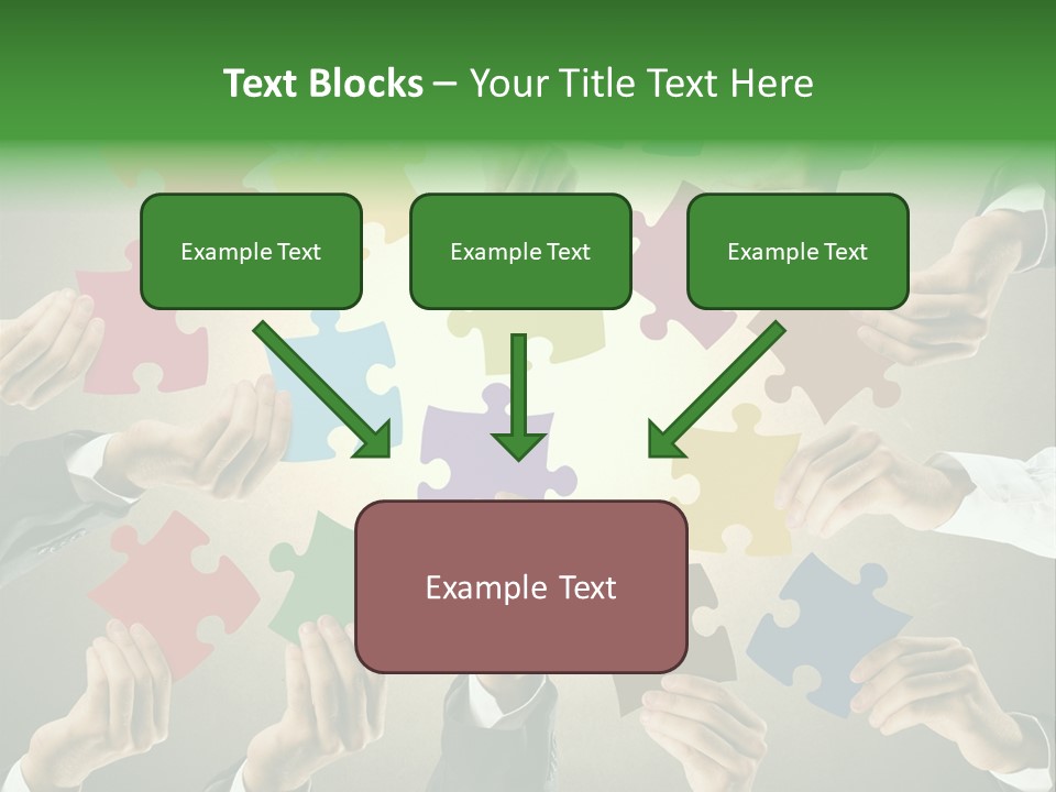 A Group Of People Holding Puzzle Pieces Together PowerPoint Template
