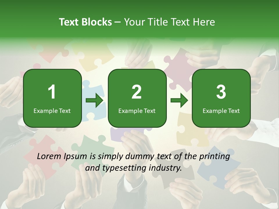 A Group Of People Holding Puzzle Pieces Together PowerPoint Template